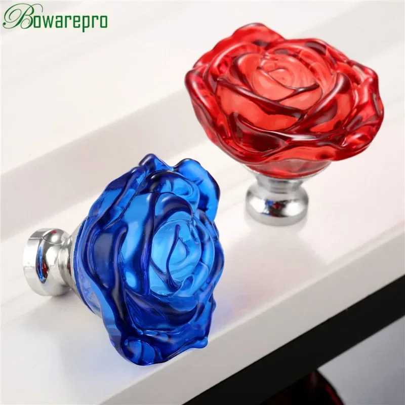Furniture Hardware Factory - bowarepro 50MM Crystal Rose Glass Handle
