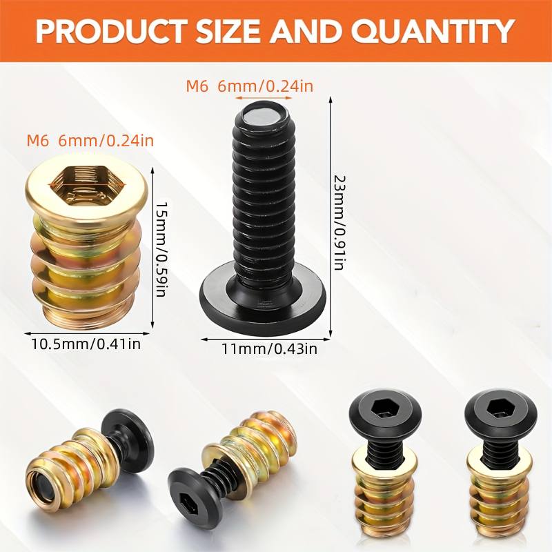10PCS Threaded Inserts Nut Com - Furniture Hardware Screws recension och pris