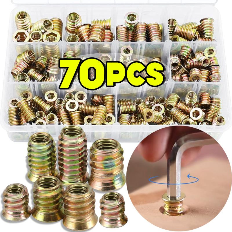 70pcs Threaded Insert Nut E-nu - Furniture Hardware Threaded Inserts recension och pris