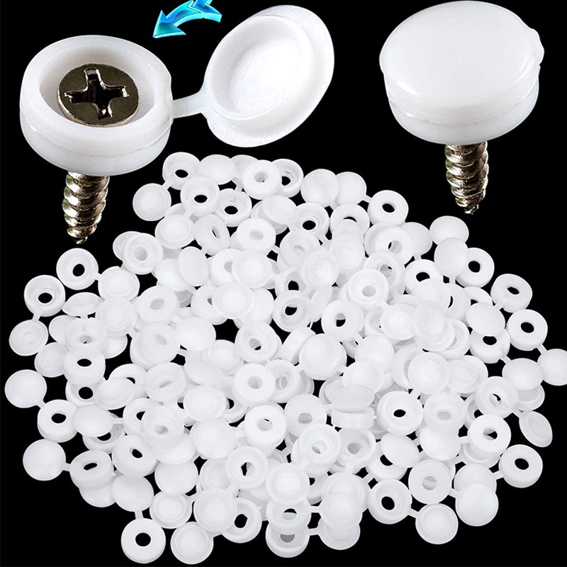 White Hinged Plastic Screw Cap - Furniture Hardware Screws recension och pris